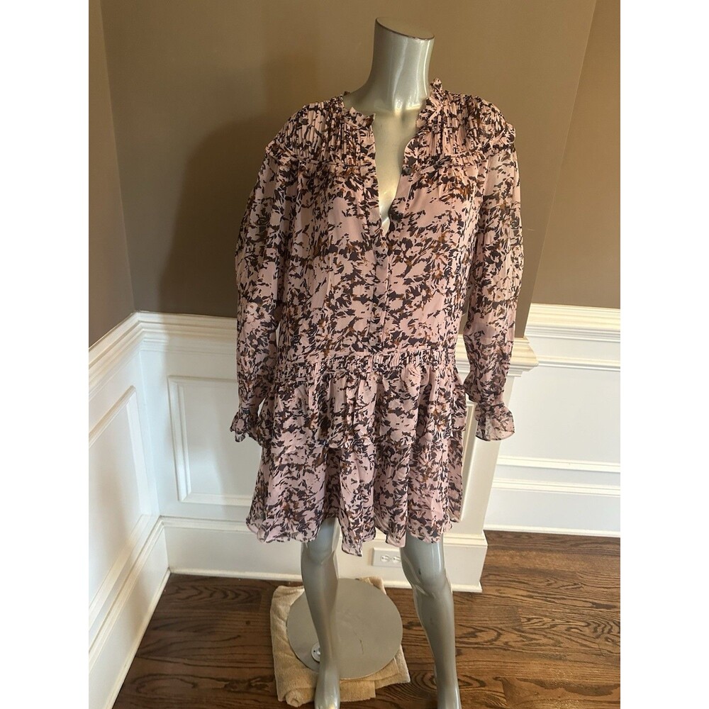 NWT JOIE Floral 100% SilkTiered Mini Dress Pink Sz 12